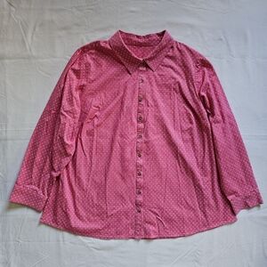 Cotton Blend Printed Summer Button-down Long-sleeve Oversized Pink Shirt